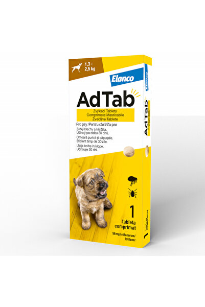 ELANCO AdTab Dog 56 mg (1.3-2.5 kg) - Antiparasitic chewable tablet - 1 tablet