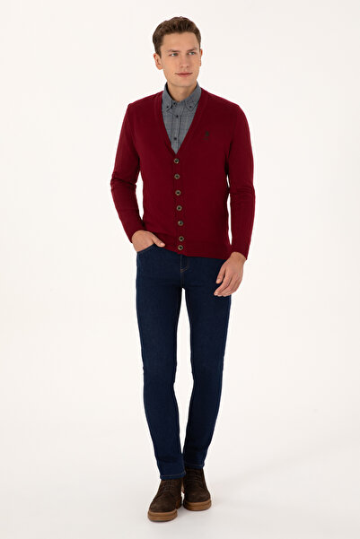 U.S. Polo Assn. Men's Burgundy Basic Knitwear Cardigan 50313702-Vr014