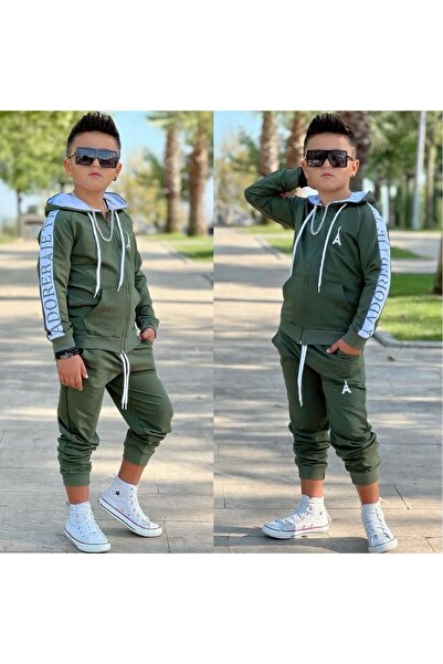 Uslukids Boy's Zippered Hooded Tracksuit Set