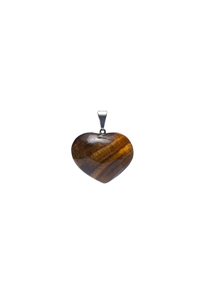 Mood Necklaces Tiger's eye pendant, heart-shaped - ± 2-3cm