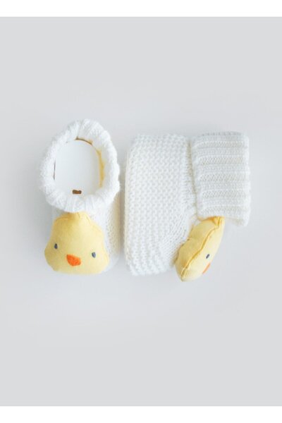 kitikate Organic Knitwear Figured Booties Ecru Chick