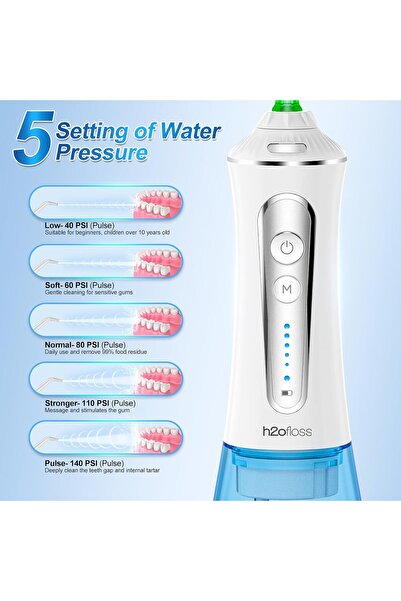 h2ofloss Water Flosser Cleaning Set - Multiple Replacement Nozzles, for Home and Travel