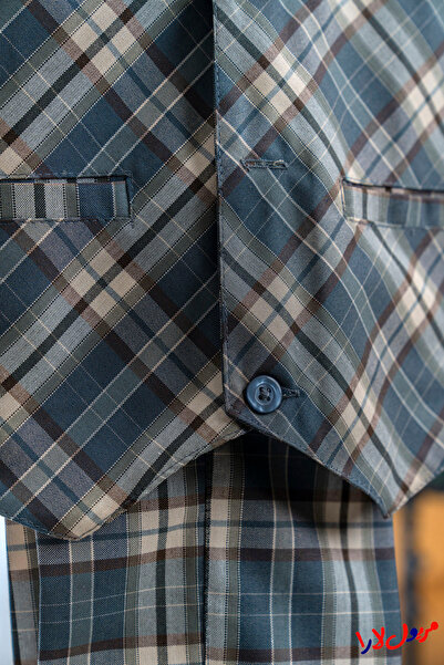 maryool lara Boys' three-piece gray checkered kindergarten suit