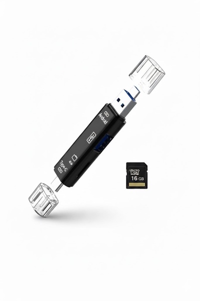 Temiz Pazar Opportunity Package: Micro USB - Type C - USB Adapter & Reader + 16 Gb Micro Sd Card with a Gift!
