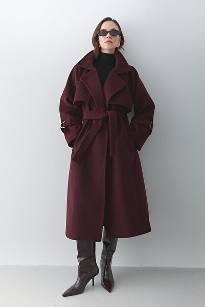 Laluvia Bordo Vorkuta Belted Coat - 407007