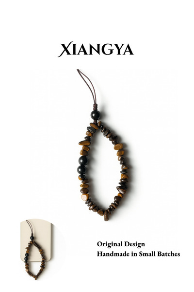 XIANGYA Lanyard Phone Strap with Blue Glass Beads – Handmade Cute Minimalist Charms for Phones & Bags