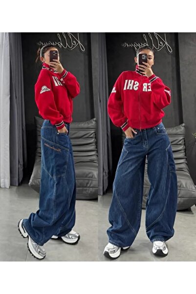 Karakedi Navy Blue Kangaroo Pocket Loose Baggy Jeans