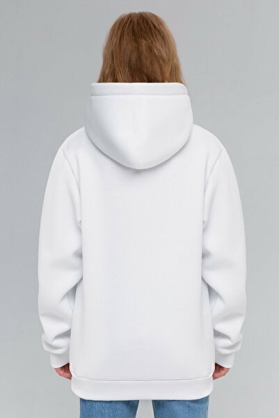 ELNOYA Unisex White 3-Thread Basic Long Sleeve Comfortable - Sweatshirt