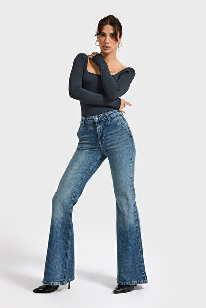 its basic Women's T.Kot Color 2S6-11 Flare Fit Viscose Elastane Fabric Denim Jean