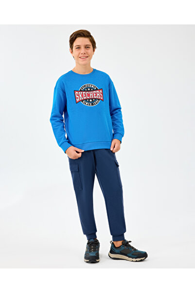 SKECHERS B Crewneck Sweatshirt Mare Băiat Albastru Neon Sweatshirt SK2520017-3573