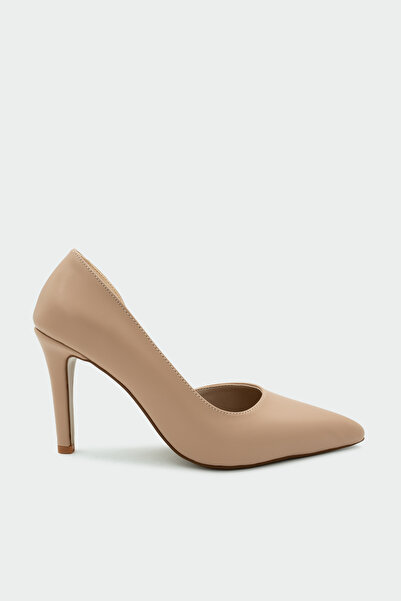 LAMİNTA Shia Nude Leather Women's Heeled Shoes