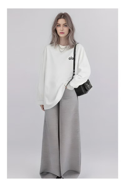 Alo casual long sleeved round neck T-shirt - a couple's shirt suitable for both men and women, 100%