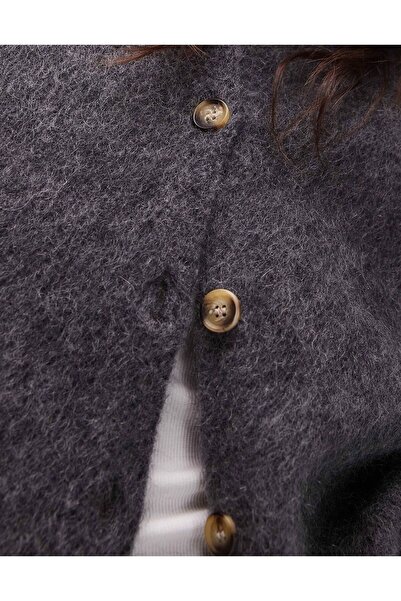 NATUFIAN STORE Women's Mohair Blend Oversized Pipe Sleeve Basic Soft Knitwear Cardigan