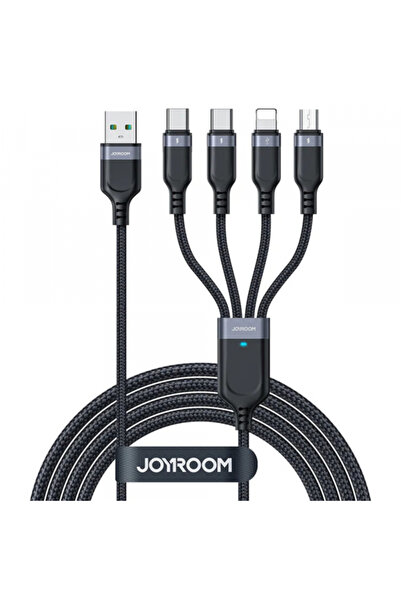Apple Cablu Incarcare USB-A - Lightning / microUSB / 2 x USB-C Joyroom S-A18 4in1, 20W, 1.2m, Negru