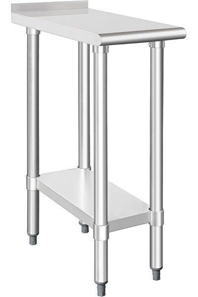 A.E طاولة عمل تجارية من الفولاذ المقاوم للصدأ من HARDURA مقاس 24×12 بوصة مع ر...