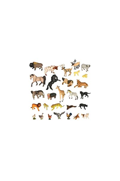 Three top online Animal figures set - zoo/safari/farm accessories in plastic box, 28 pcs