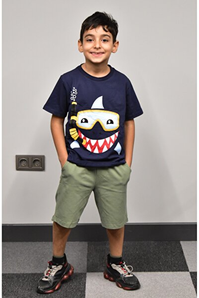 Banadamoda Set de pantaloni scurți tricou cu imprimeu pentru băiat