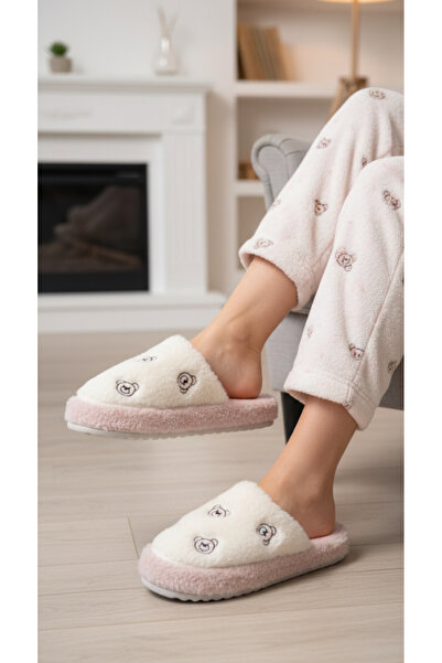 Hızlı Al Bear Pattern Embroidery Silent Sole Personality Home Slippers.