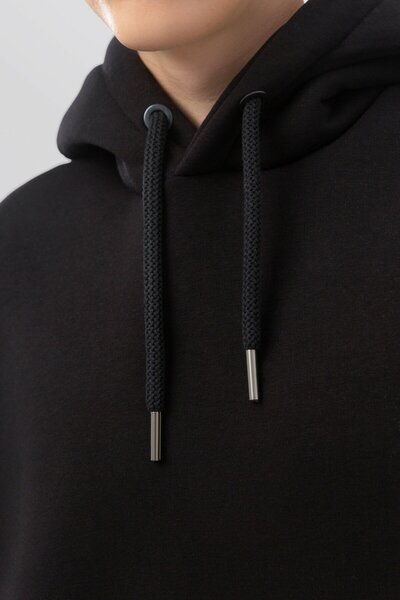 ELNOYA Unisex Black 3-Thread Minimalist Basik Long Sleeve Comfortable - Sweatshirt