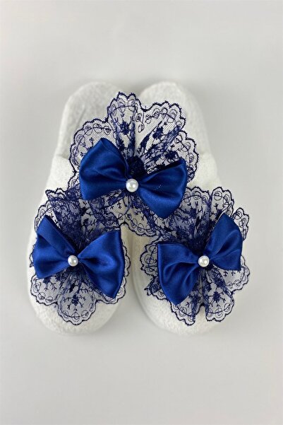 Lohusa Homewear Women's Navy Blue Bowknot Lace Stylish Maternity Crown Slippe...