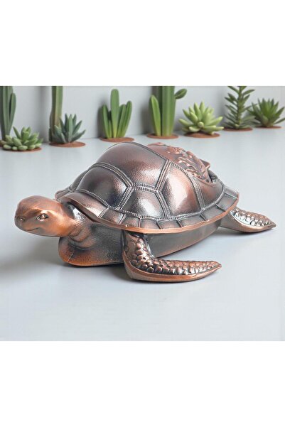 e-life shop Lüks İşlemeli Metal Kaplumbağa Biblo Tütsülük Rüzgar Geçirmez Kül...