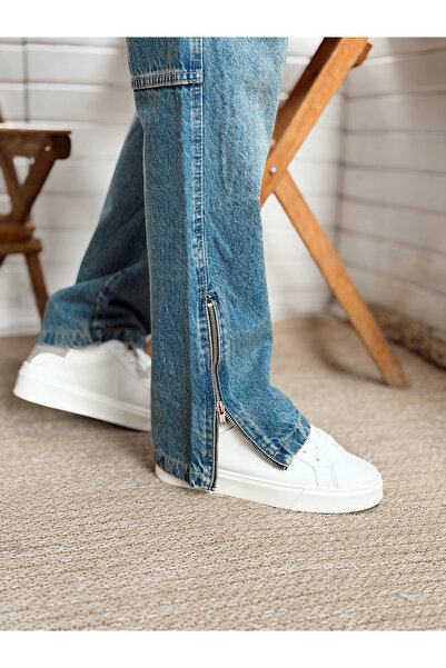 manch collection Regular Jeans with Zipper Legs Blue