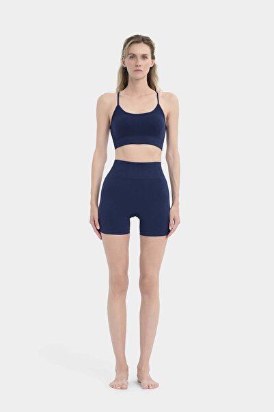 Louren Seamless High Waist Short Leggings - Navy Blue