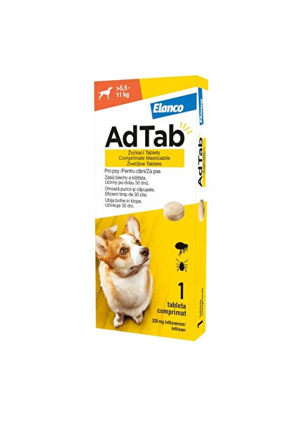 ELANCO AdTab Dog 225 mg (5.5-11 kg) - Anti-parasitic chewable tablet - 1 tablet