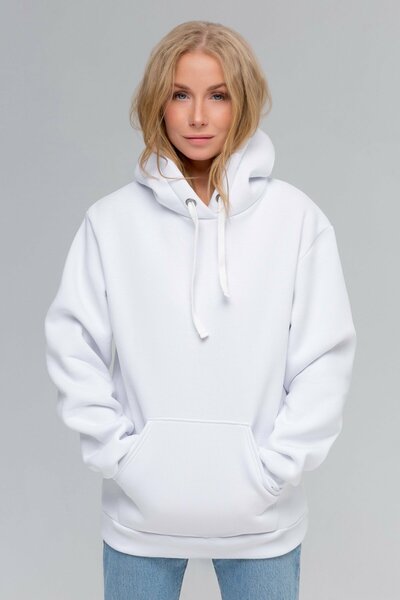 ELNOYA Unisex White 3-Thread Basic Long Sleeve Comfortable - Sweatshirt