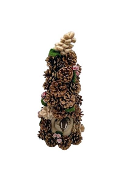 OEM Χριστουγεννιάτικο Δέντρο σε Κώνο με Φωλιά Πουλιού, 36x18 εκ., Καφέ