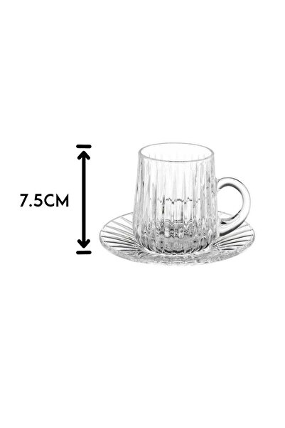 Beauenty Clear Glass Tea Cups and Saucers Set of 6 Cups + 6 Tea Saucers