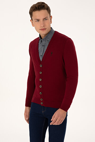 U.S. Polo Assn. Men's Burgundy Basic Knitwear Cardigan 50313702-Vr014