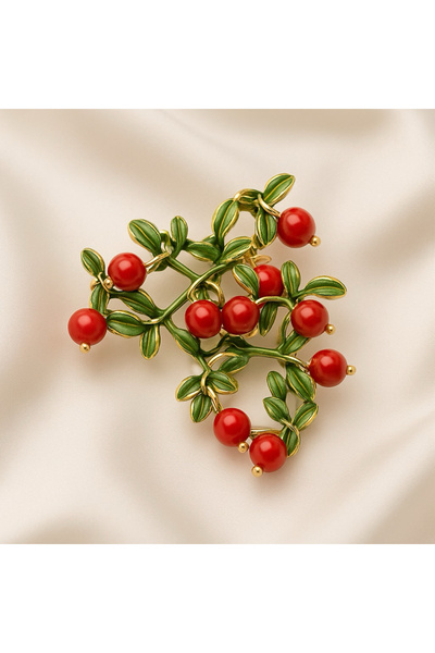 Linken Kırmızı Kokina Broş