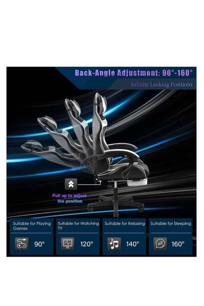 ZUIHAO Gaming Chair Ergonomic Office Chair Computer Chair PU Leather PC Chair with Footrest