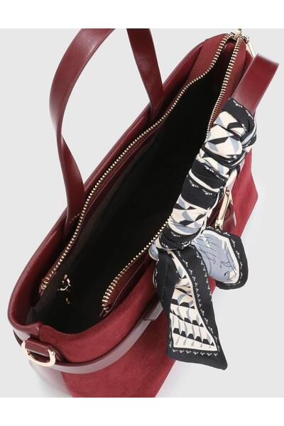 İLVİ Elye Genuine Suede Leather Claret Red Women's Handbag