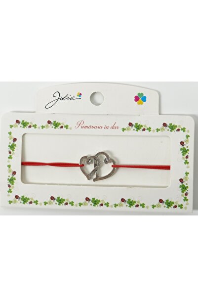 JOLIE 10 buc Martisor Bratara cu 2 Noduri Elastica, model inimioara, 135178