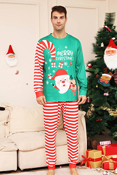 Welike Men's pajamas with Christmas motifs CandyCane
