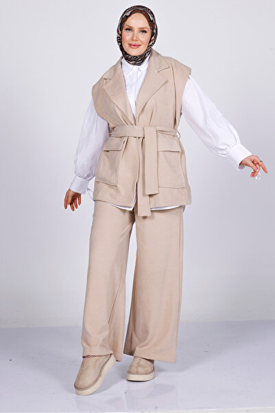 My City 6054 - Stylish Comfortable Thick Belted Vest Pants Women's Set