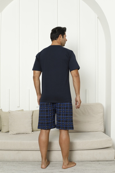 FORMO Men's 100% Organic Natural Cotton Plaid Pocket Detail High Quality Short Sleeve Shorts Pajama Set