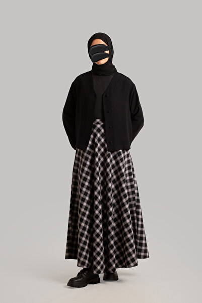 Lemaye Φούστα με καρό σχέδιο από βαμβακερό ύφασμα - Μαύρο