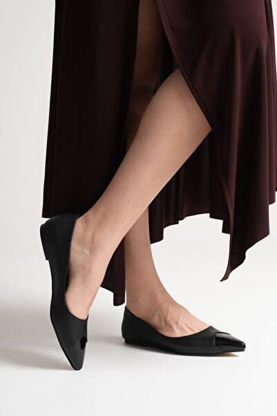 MARCHEO Margaret Women's Black Patent Leather Ballerina Shoes