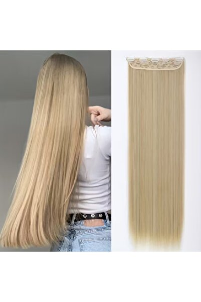animis beauty Extensii par Blond cenusiu, drepte, tresa cu 5 clipsuri, 80 cm, fibra sintetica cu aspect