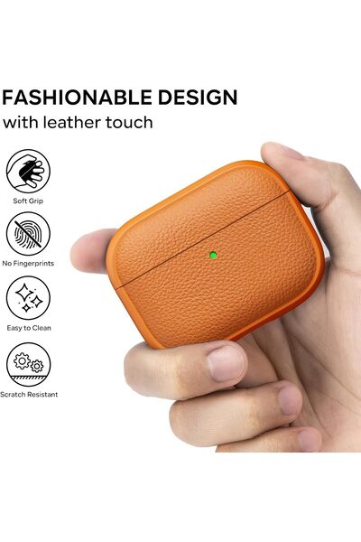 Yelajoy For AirPods Pro 3 Case 2025,Tree Texture Soft TPU Airpods Case,with Hand Strap Cleaner Pen,Orange