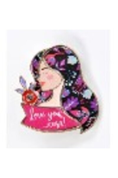 Flippy Martisor Small Brooch in Box, Brooch Size 2.5-3 cm, Metal Material, Pattern "Love you, godfather!"