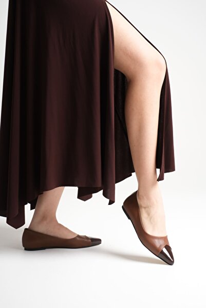 MARCHEO Margaret Women's Bitter Brown Patent Leather Ballerina Shoes