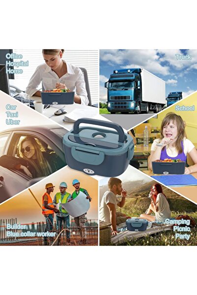 Generic Electric Lunch Box,Food Heater Portable Lunch Warmer Fast Heating 1.5L 304SS Leakproof Bento Box