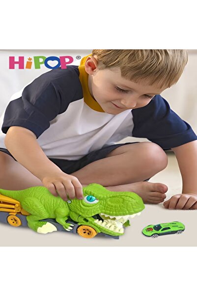 HIPOP Dinosaur Toy Car,Monster Truck Which Can Swallow Carts,With 6 Alloy Trolley,Novelty Toy