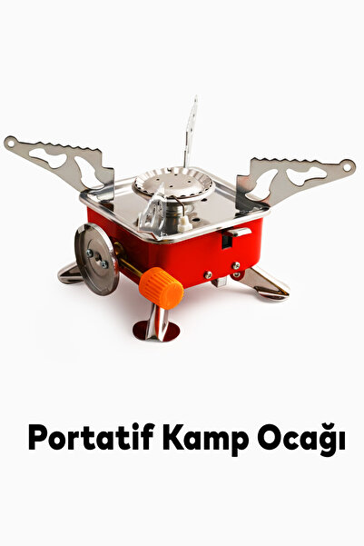 NZB Mini Portatif Kamp Ocağı Taşınabilir Tek Gözlü Kırmızı Renk Kartuşlu Many...