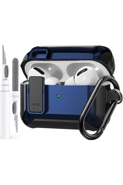Yelajoy for Airpods Pro 3 Case with Lock Clip,TPU Rugged Material Shockproof,with Carabiner&Cleaner kit,Blue
