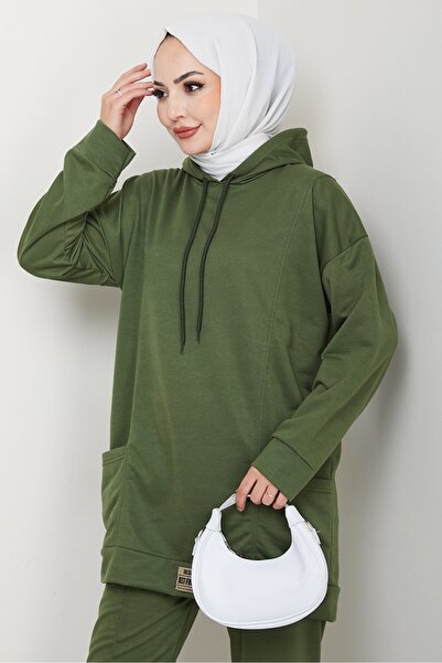 Bestenur Double Pocket Hooded Double Suit 1663 - Green